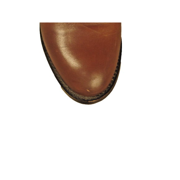 Gianni Bini Brownish Red Leather Boots Gold Zipper Buckle Accents 8M Low Heel - Picture 7 of 7